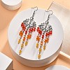 Glass Beaded Flower Tassel Chandelier Earrings EJEW-TA00225-02-2