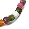 Natural Multicolor Tourmaline Cube Beads Stretch Bracelets for Men Women BJEW-JB12274-4