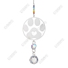 2Pcs 201 Stainless Steel Paw Print Shape & Rainbow Crystal Glass Hanging Suncatcher HJEW-TA00447-1