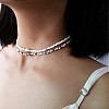 Bohemian Ethnic Style Natural Shell & Glass Seed Beaded Double Layer Choker Necklaces FS-WG063D6-01-2