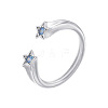 Brass Micro Pave Cubic Zirconia Cuff Open Rings for Women FS-WG15C9D-14-1