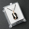Electroplated Raw Natural Tourmaline Neggets Pendant Black Wax Cord Necklaces FS-WG48460-04-1