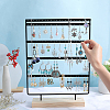 SUNNYCLUE 1 Set 5-Tier Rectangle Iron Jewelry Dangle Earring Organizer Holder with Wooden Base EDIS-SC0001-07A-3