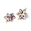 Brass Pave Medium Orchid Cubic Zirconia Connector Charms X-FIND-Z029-03G-2