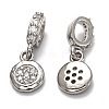 Brass Micro Pave Clear Cubic Zirconia European Dangle Charms ZIRC-H119-03-3