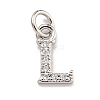 Initial Letter Brass with Cubic Zirconia Charms KK-Q814-26L-P-1