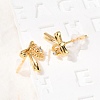 Brass Micro Pave Clear Cubic Zirconia Bowknot Stud Earrings EJEW-C158-14A-G-3
