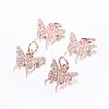 Long-Lasting Plated Brass Micro Pave Cubic Zirconia Charms X-ZIRC-F069-32RG-1