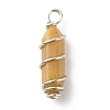 Natural Topaz Jade Double Terminal Pointed Pendants PALLOY-JF01686-04-2