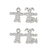 Brass Micro Pave Clear Cubic Zirconia Connector Charms KK-E068-VB333-2