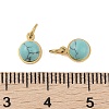 Ion Plating(IP) Synthetic Turquoise Half Round Charms with Jump Ring STAS-A097-05G-06-3