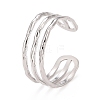 Non-Tarnish 304 Stainless Steel Triple Line Open Cuff Ring for Women X-RJEW-C025-12P-1