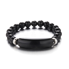 Natural Dyed & Heated Black Agate Beaded Stretch Bracelets PW-WG4B4E2-03