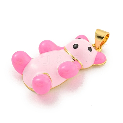 Rack Plating Brass with Enamel Pendants KK-B091-20G-03-1
