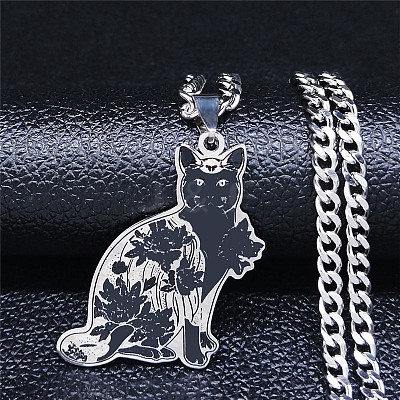201 Stainless Steel Enamel Pendant Necklaces NJEW-P293-03P-1