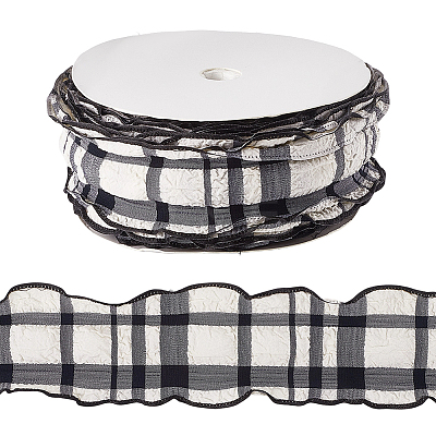 1 Roll Polyester Ruffled Ribbon SRIB-CY0001-14G-1