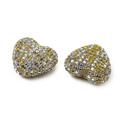 Sparkling Acrylic Heart Beads with Rhinestone Embellishment OACR-NH0001-02B-05-1