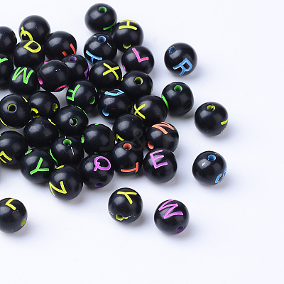 Craft Acrylic Horizontal Hole Letter Beads X-SACR-S201-01-1