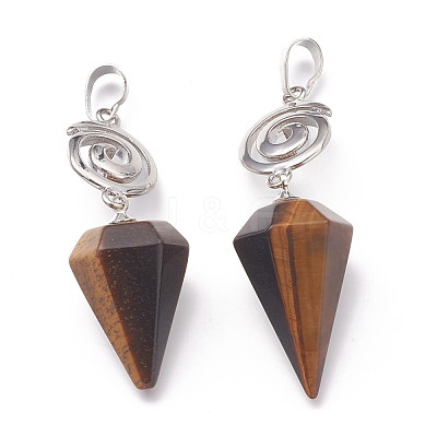 Natural Tiger Eye Pendants G-O194-16-1
