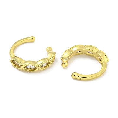 Brass Micro Pave Cubic Zirconia Cuff Earrings EJEW-C104-032G-1