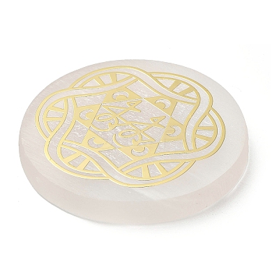 Flat Round Natural Selenite Slice Coasters AJEW-C042-01C-1