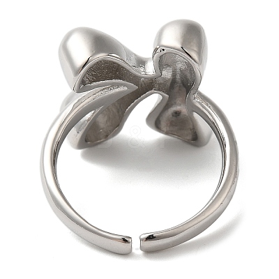 Initials Brass Open Cuff Ring for Women RJEW-N046-02K-P-1