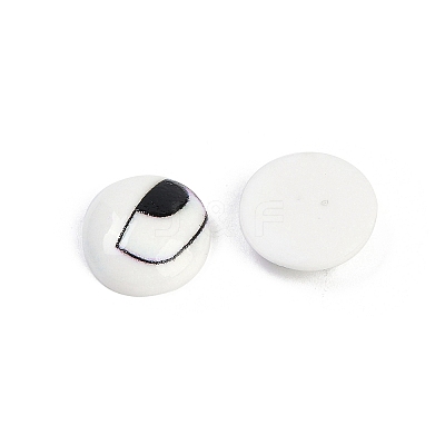 White and Black Flat Round Cartoon Resin Cabochons CRES-Q009-01C-1