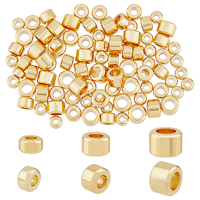 90Pcs 3 Style Rack Plating Brass Beads KK-HY0001-72-1