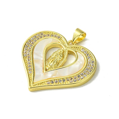 Real 18K Gold Plated Brass Micro Pave Cubic Zirconia Pendants KK-H472-14G-02-1