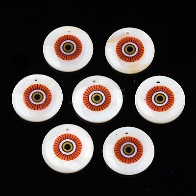 Printed Freshwater Shell Charms SHEL-T009-20E-1