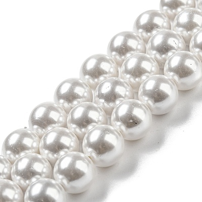 Electroplated Shell Pearl Beads Strands SHEL-F008-03B-01-1