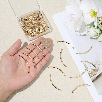 40Pcs Brass Curved Tube Beads KK-PH0015-17A-1