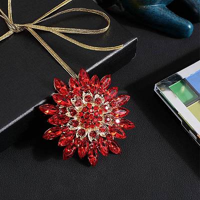 Flower Rhinestone Brooches JEWB-WH0022-91-1