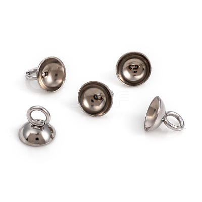 201 Stainless Steel Bead Cap Pendant Bails STAS-L244-27D-P-1