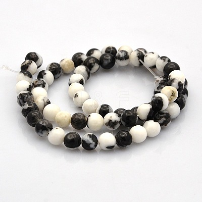 Round Natural Zebra Jasper Gemstone Beads Strands G-N0120-31-6mm-1