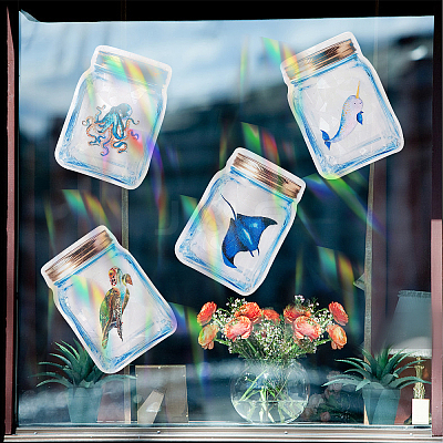 4 Sets 4 Style Waterproof PVC Window Film Adhesive Stickers DIY-GF0005-61-1