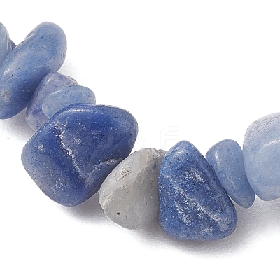 Dyed & Heated Natural Blue Aventurine Chip Beaded Stretch Bracelets for Men Women BJEW-JB12089-02-1