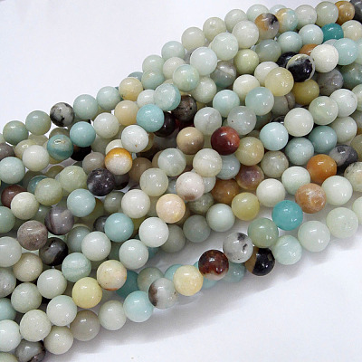 Natural Flower Amazonite Beads Strands X-G-G692-01-6mm-1