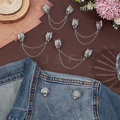 6Pcs Alloy Hanging Chain Brooch for Men JEWB-UN0001-09P-1