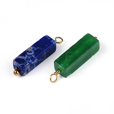 Natural Tiger Eye & Amethyst & Amazonite & Green Aventurine & Synthetic Regalite Cuboid Pendants STAS-N110-18G-1