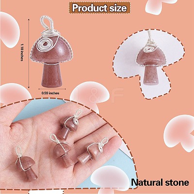 Natural Strawberry Quartz Pendants PALLOY-SW0004-02-1