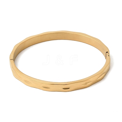Hammered 304 Stainless Steel Hinged Bangles BJEW-D408-14G-1