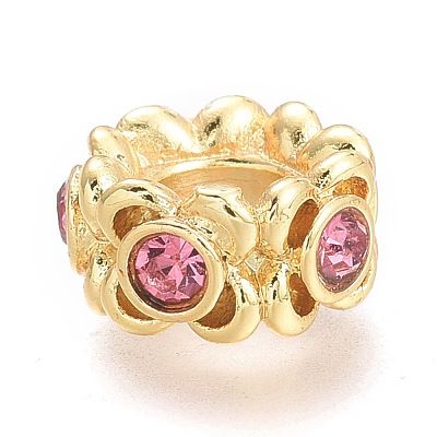 Brass Micro Pave Cubic Zirconia Beads KK-P187-28-G-1