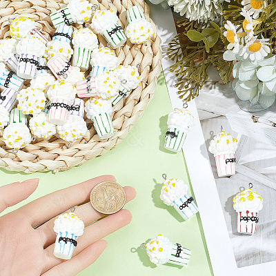 30Pcs Popcorn Resin Pendants RESI-SC0006-80-1