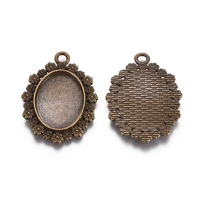 Alloy Pendant Cabochon Settings PALLOY-E460-22AB-1