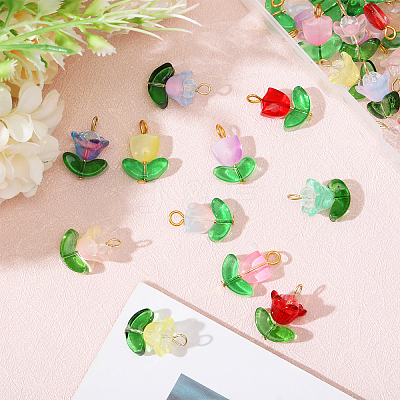 78Pcs 14 Styles Glass Pendants PALLOY-CA00003-1