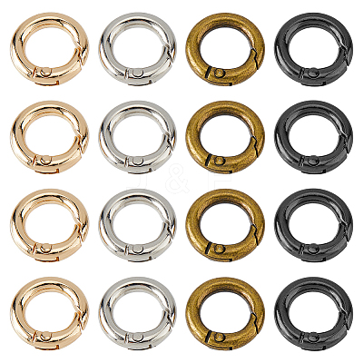 24Pcs 4 Colors Alloy Spring Gate Rings FIND-HS0001-26B-1