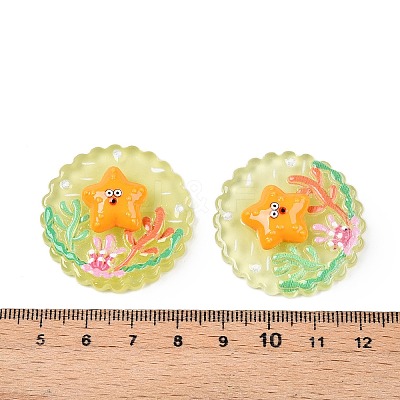 Ocean Theme Flat Round Resin Cabochons CRES-T025-02H-1
