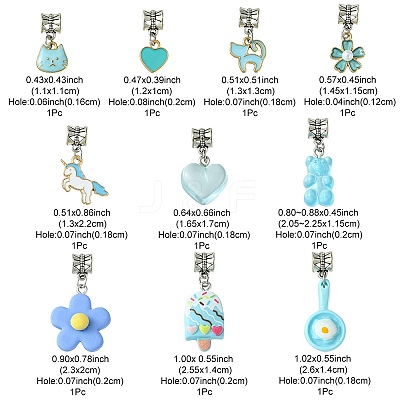 10Pcs 10 Styles Alloy Enamel & Resin European Dangle Charms PALLOY-FZ00006-1