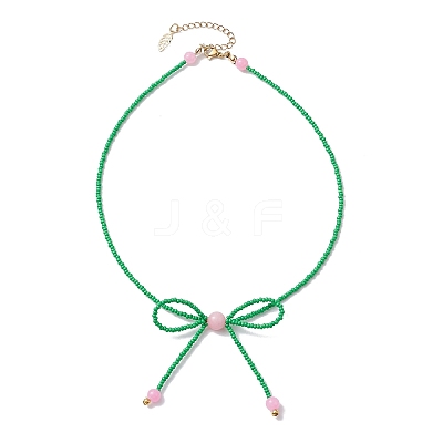 Glass Seed Pendant Necklaces for Women NJEW-MZ00031-04-1